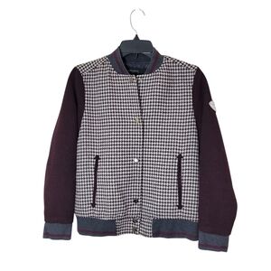 Zara Basic Houndstooth Varsity Bomber Jacket Size XS Collegiate - Style Preppy